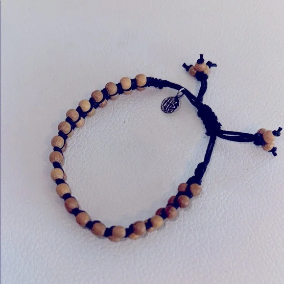 Harper Belle Teak Wood Bead Handmade Adjustable Bracelet with Black Cord - Picture 2 of 3